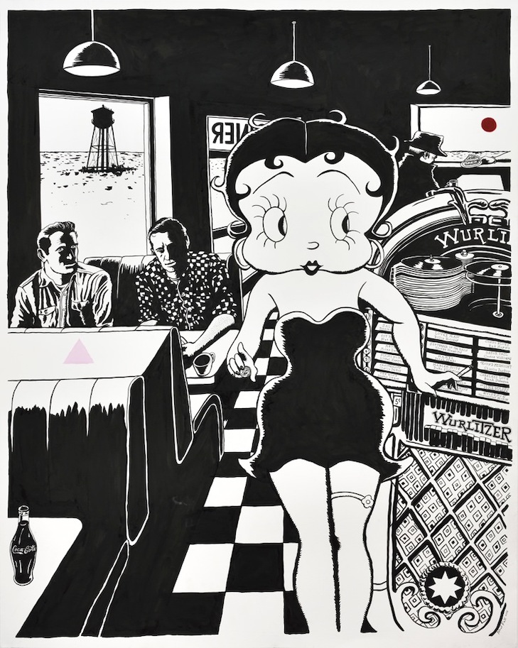 Neal Fox 8 NEAL FOX On the Road to Tijuana, 2016 Indian ink and acrylic on paper 152 x 122 cm, Courtesy Galerie Suzanne Tarasieve, Paris