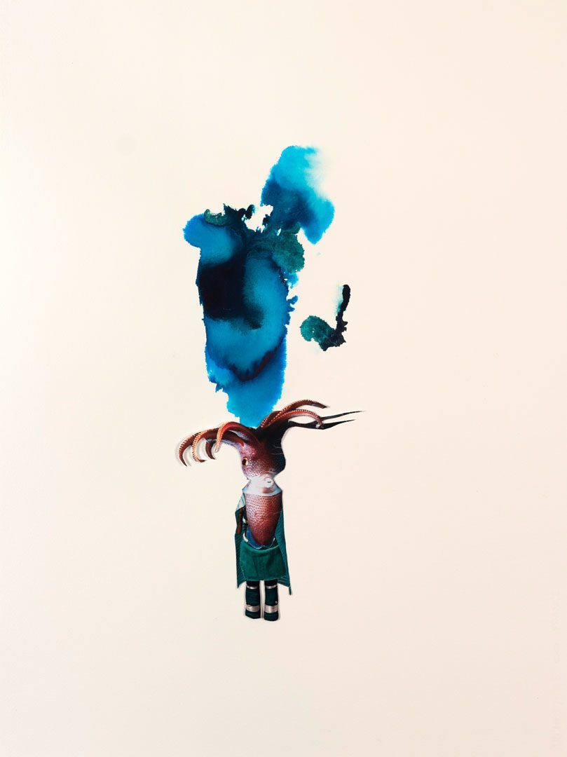 Maria Thurn und Taxis 7 Maria Thurn und Taxis Fire Eater III, 2019 collages and watercolour on paper 76 X 57 cm