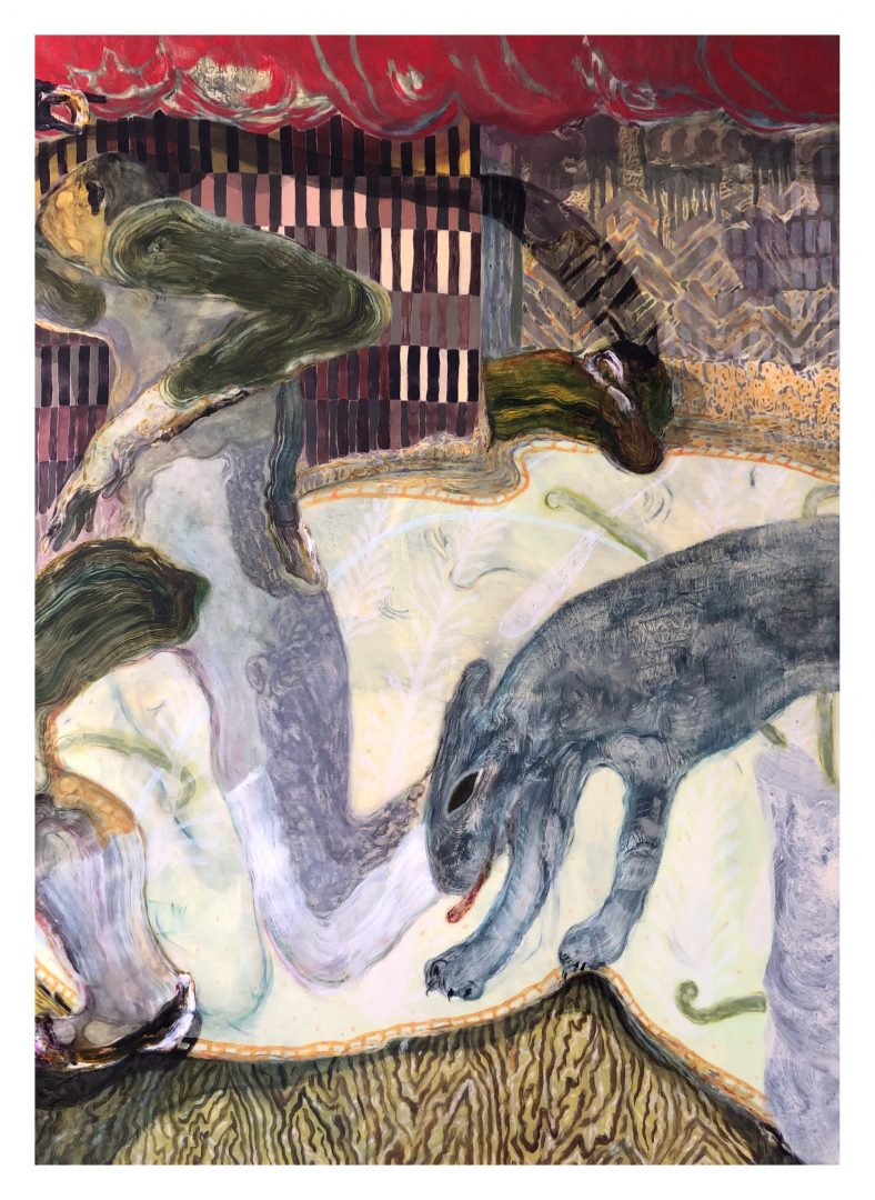 Guglielmo Castelli 4 Guglielmo Castelli, Discombombulate, 2019, mix technique on canvas 140 x 100 cm