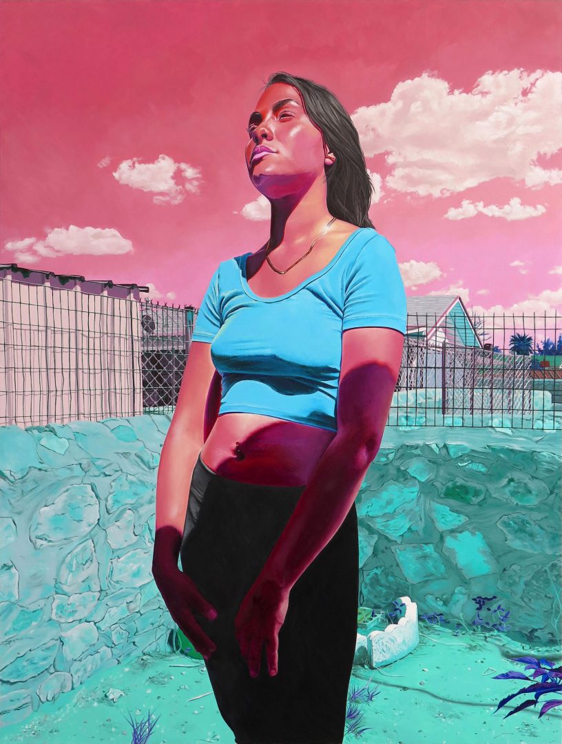 Marianna Olague 5 Marianna Olague, Devil’s Triangle, 2019, Oil on wood panel, 40 x 30 in