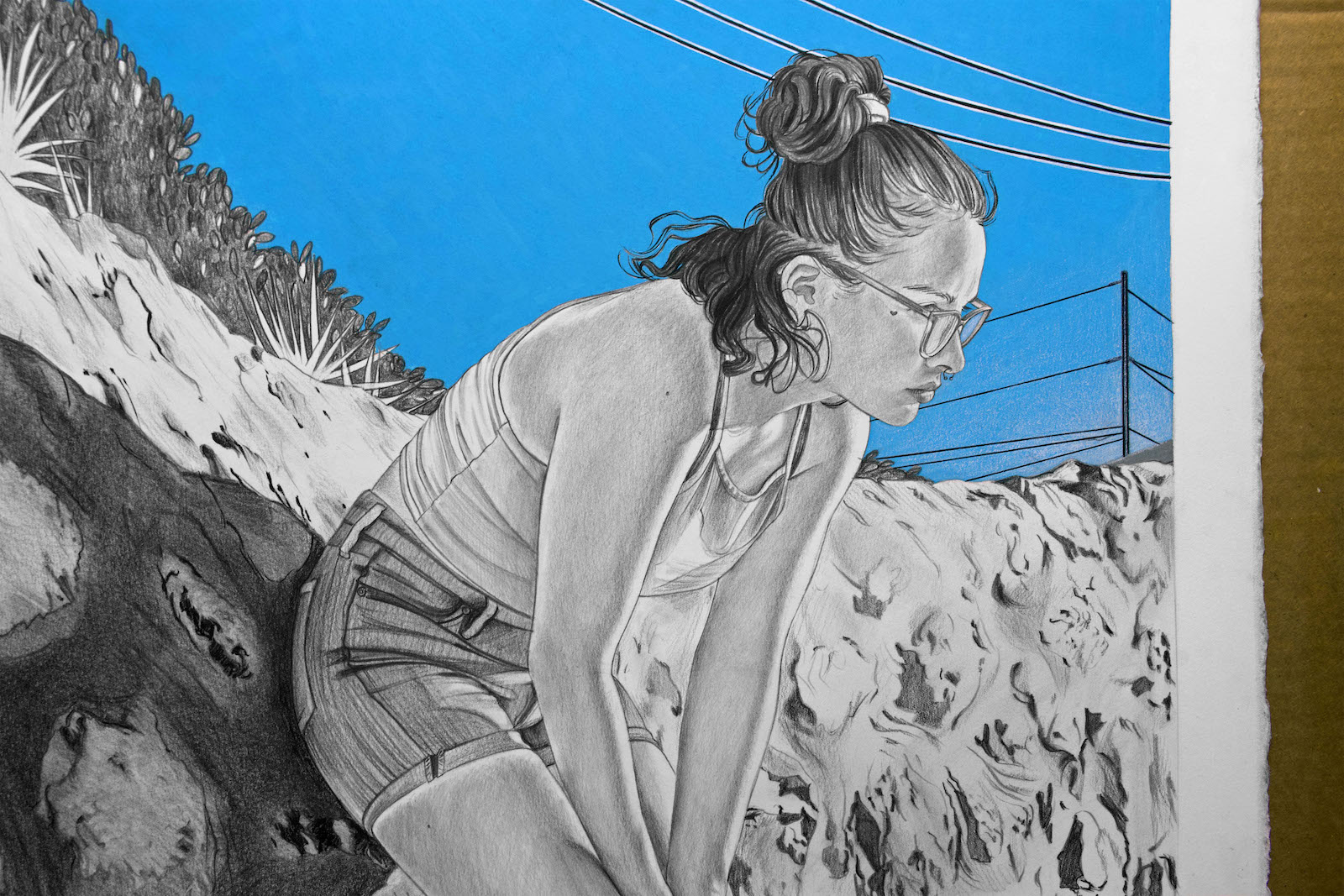 Marianna Olague 9 Marianna Olague, Close-up of “Mesa Hills" | Mesa Hills, 2019, Graphite, ink, and acrylic on paper, 30 x 22 in