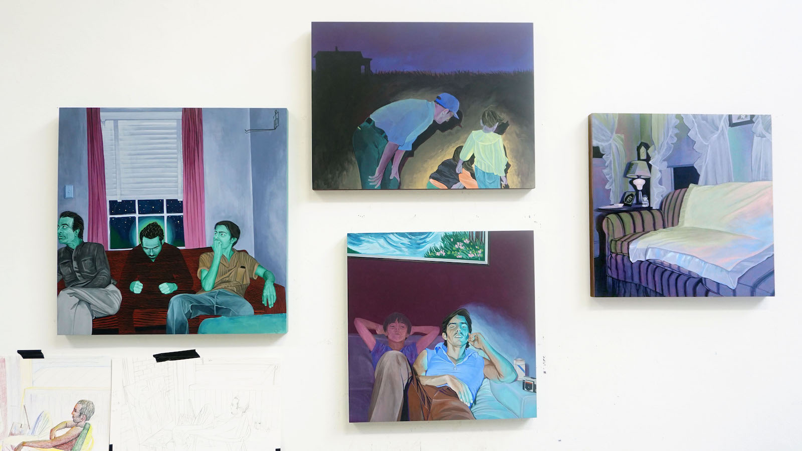 Marianna Olague 11 Marianna Olague, Small paintings inspired by old photographs, 2018 Location: My studio at Cranbrook Academy of Art in Bloomfield Hills, Michigan. Photo Credit: Conrad Egyir