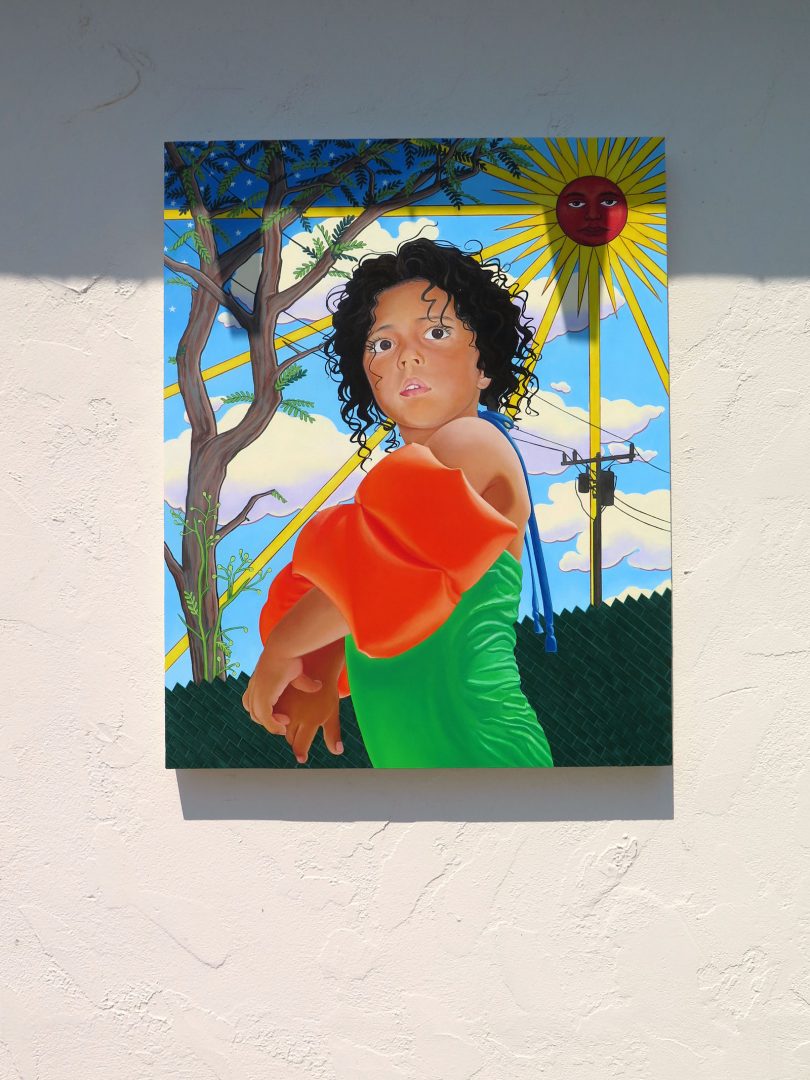 Marianna Olague 6 Marianna Olague, Hija del sol, 2018, Acrylic and oil on wood panel, 30 x 24 in