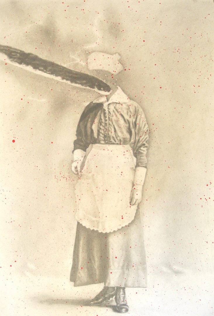 Paris Giachoustidis 11 Paris Giachoustidis, Planet Baguette on her-head, 2018, pencil and acrylic on paper, 100x75cm