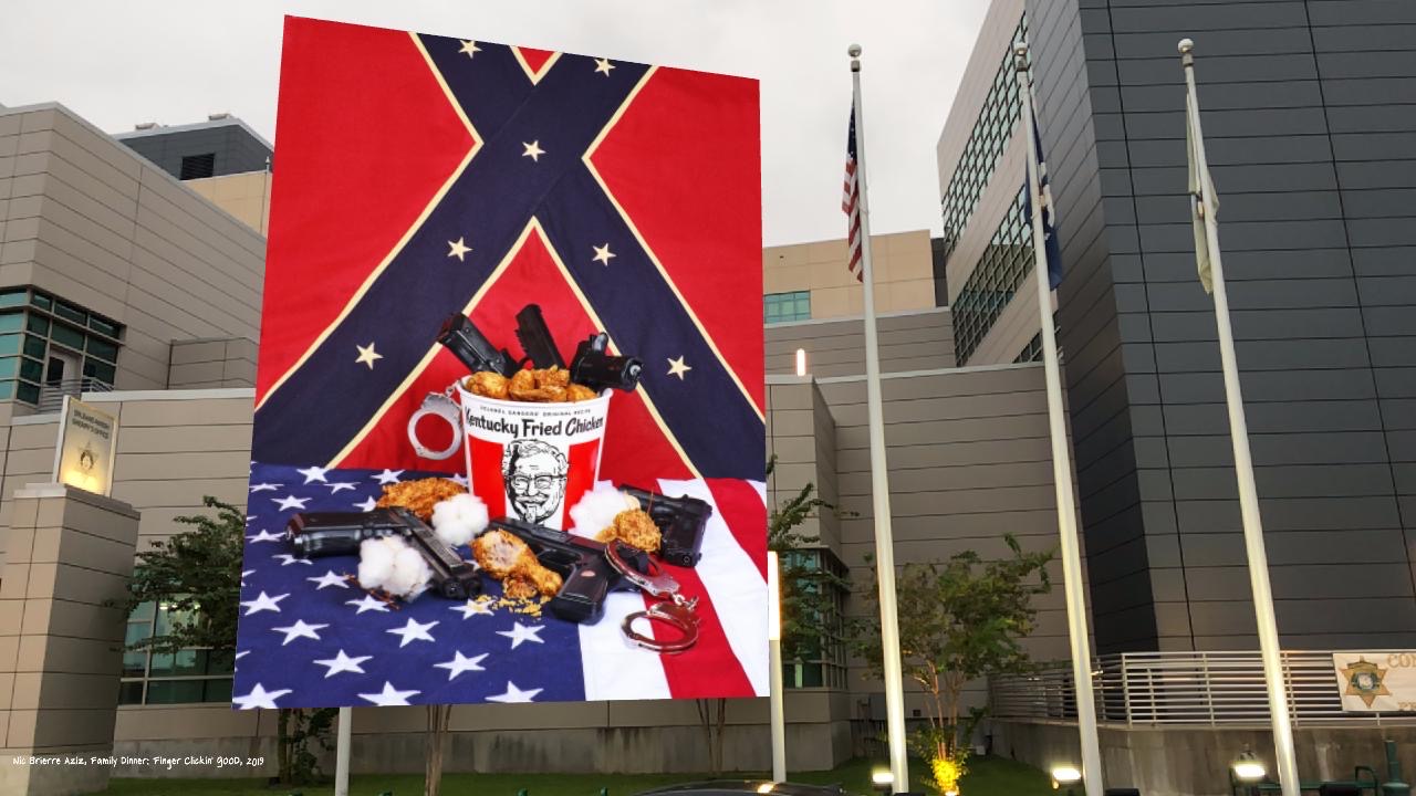 Nic Aziz, Family Dinner: Finger Clickin’ GOOD, 2019 Nic Aziz, Family Dinner: Finger Clickin’ GOOD, 2019
The Battlegrounds in New Orleans
an augmented reality (AR) exhibition