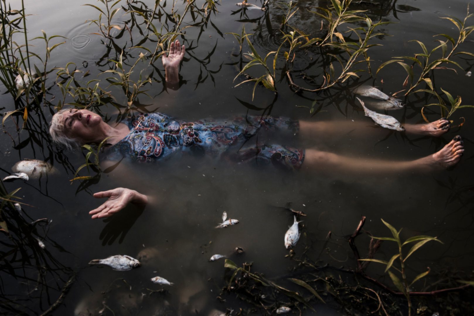 HAYDEN FOWLER 11 Photographic work of Australian artist Bonita Ely, responding to the mass fish die-off. | Menindee Fish Kill, January 2019, Artist: Bonita Ely; photographer: Melissa Williams-Brown