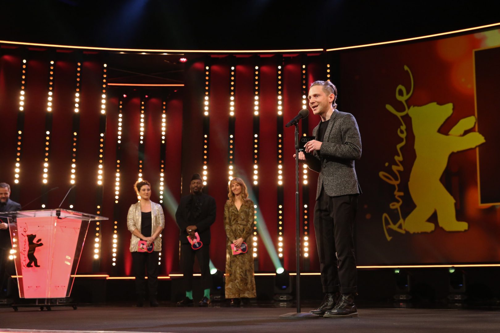 Genius Loci. Le Chaos en Nous 2 Adrien Merigeau at the Award Ceremony. Photo Credit: Dorothea Tuch