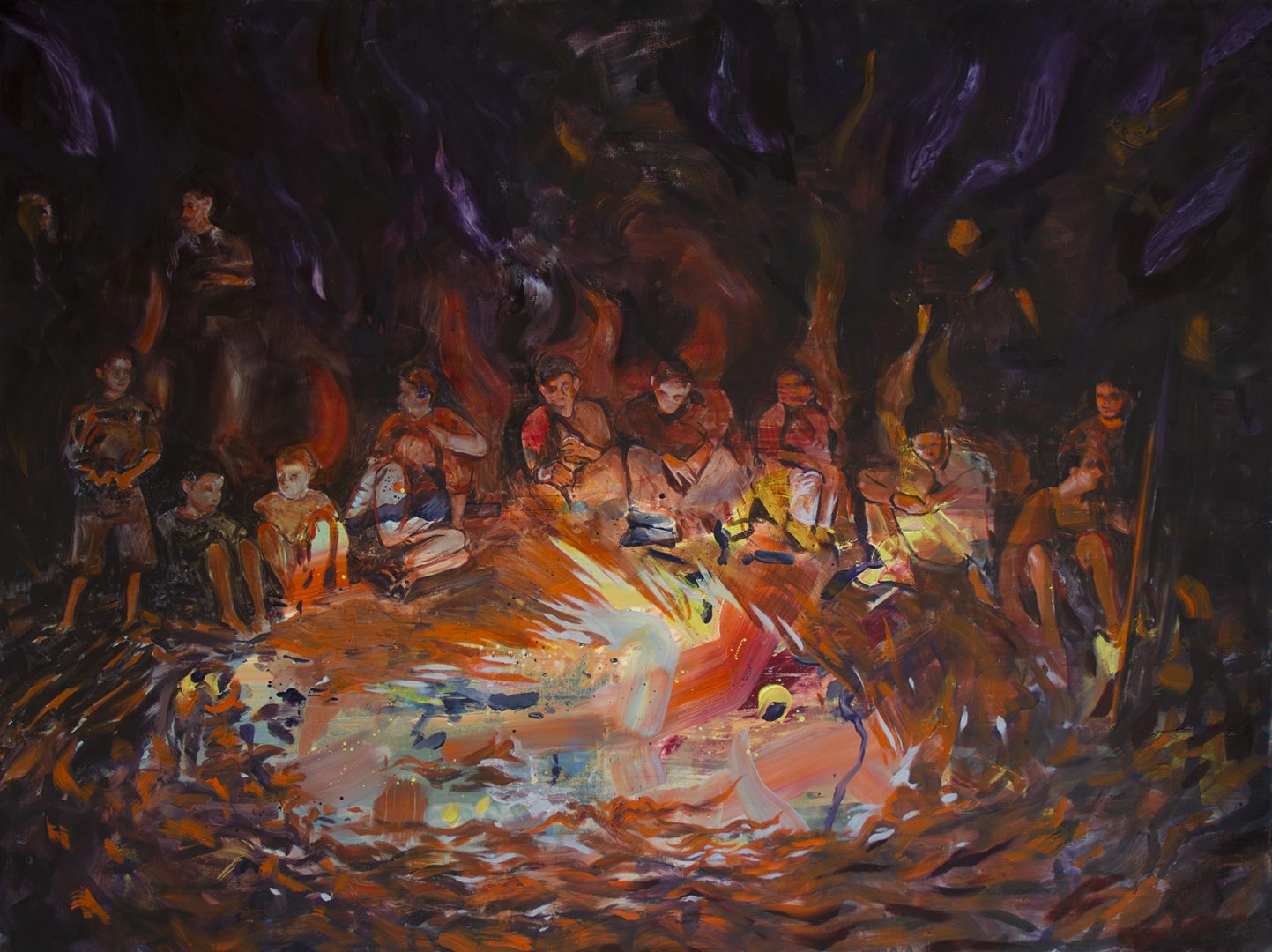 Lorella Paleni, Benandanti (Night Guests) Oil on canvas, 150x200cm
