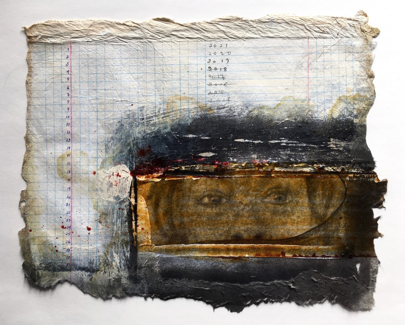 Renée Stout, What She Sees, 2019, Acrylic and latex paint and mixed media on handmade paper, 9 x 11 inches, Photo by the artist