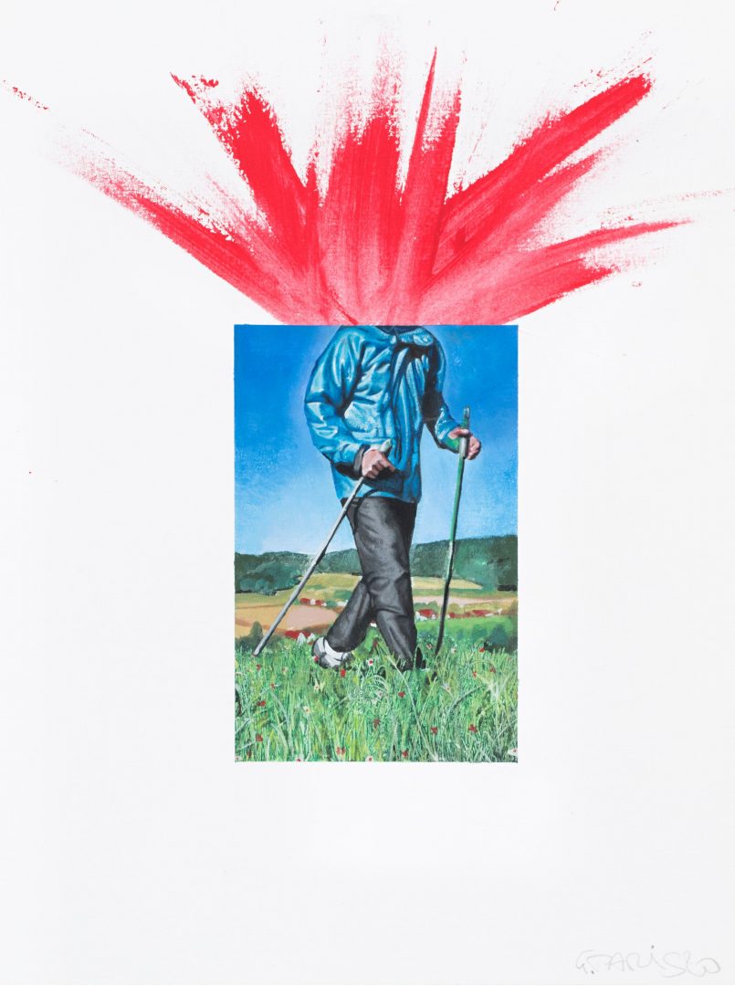 PARIS GIACHOUSTIDIS 2  Paris Giachoustidis, ICH GEHE WANDERN OHNE KOPF, 2020 Acryl auf Papier | 48 x 36 cm