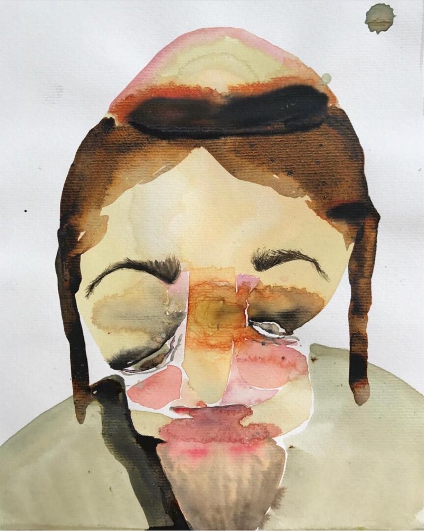 Zina Al-Shukri: An Unveiling 17 ‘Sad Man’ 13in x 10in watercolor and gouache on paper 2009