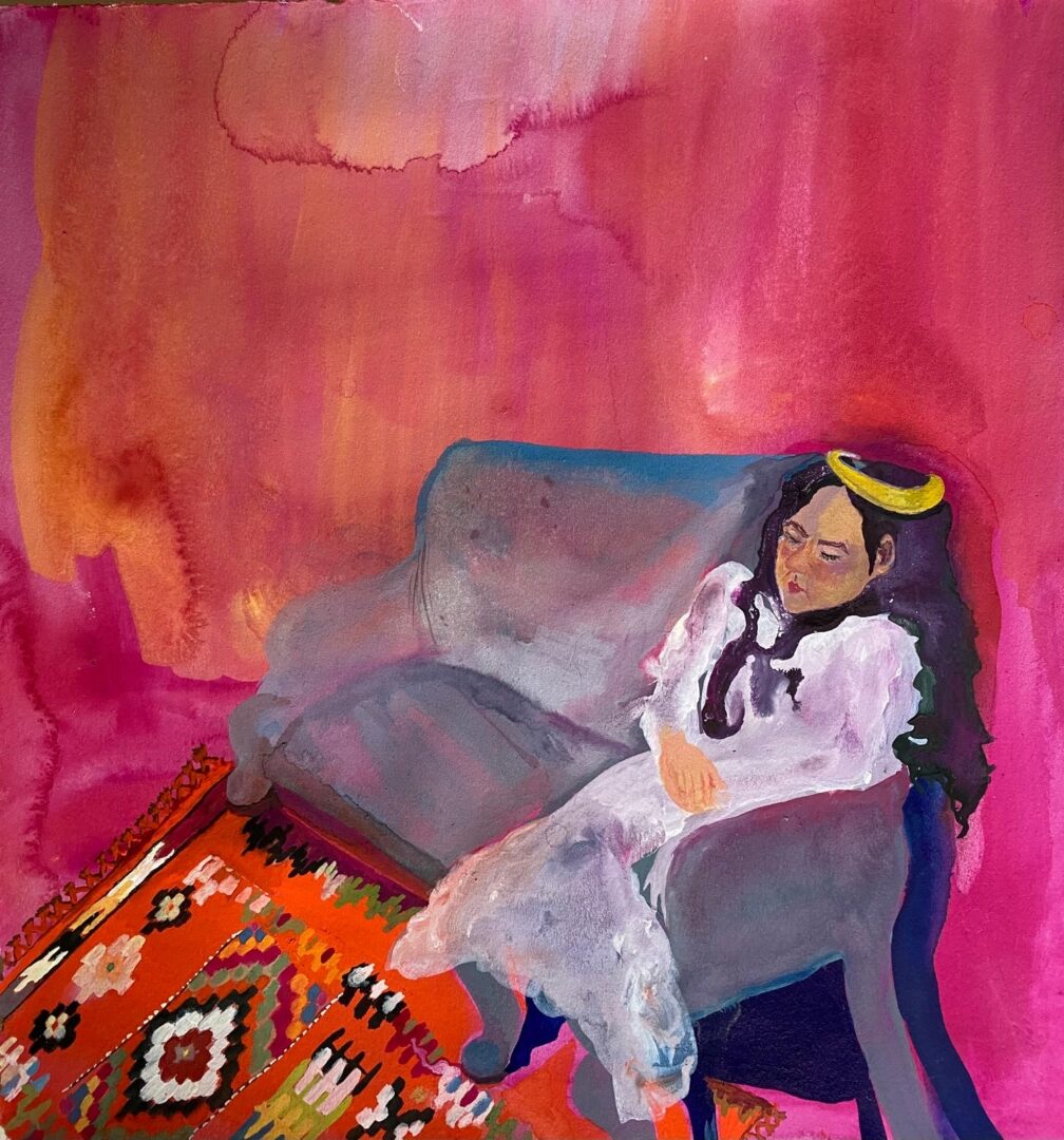 Zina Al-Shukri: An Unveiling 14 ‘The Shining, Fruitful Couch (After Enheduanna)’ 11.75in x 11in gouache on paper 2023