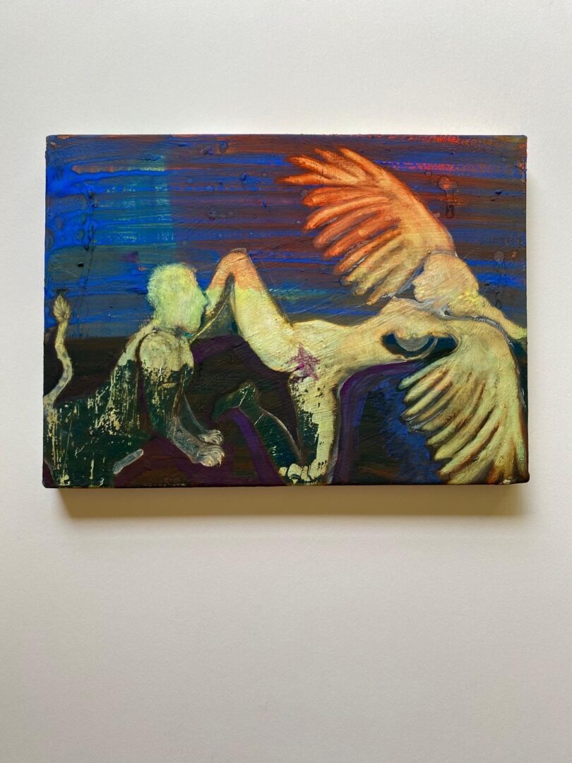 Zina Al-Shukri: An Unveiling 10 ‘The Conception of Lamassu (Apsasu)’ 8in x 11in watercolor, gouache and acrylic on stretched paper 2022